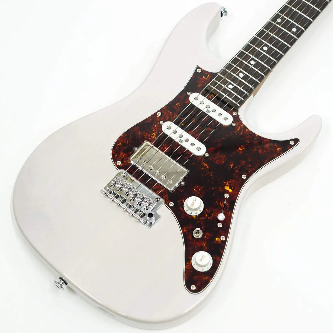 Ibanez AZ2204N-AWD · Antique White Blonde · Actual instrument: angled body view