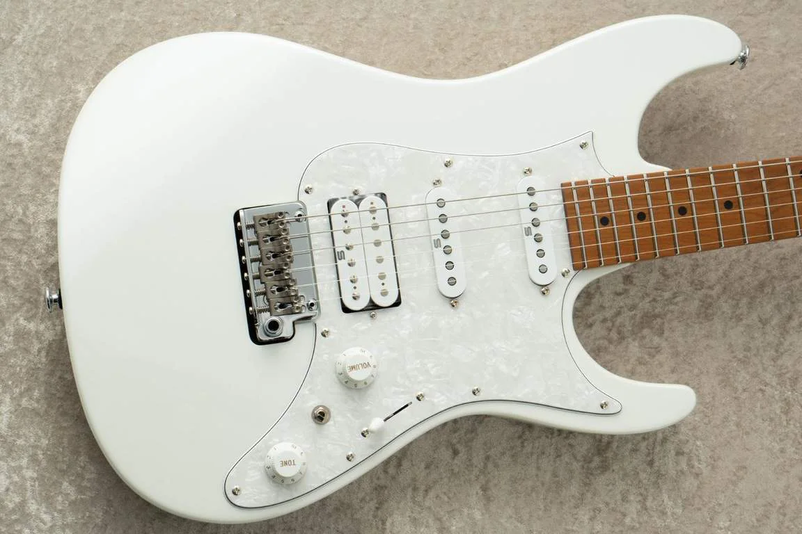 Ibanez AZ2204-PW · Pearl White · Actual instrument: angled body view