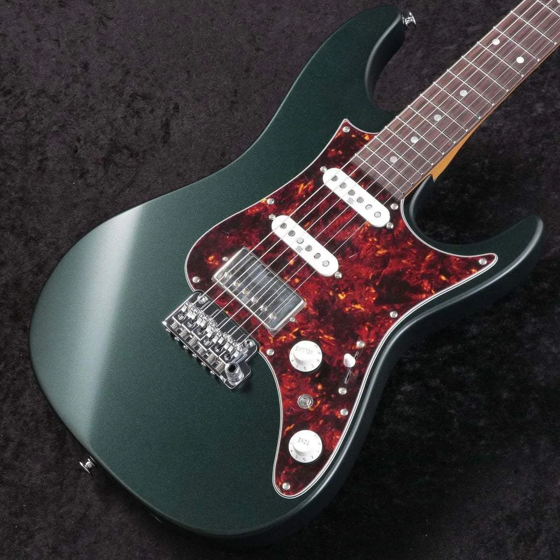 Ibanez AZ2204N-VGF · Ivy Green Metallic Flat · Actual instrument: angled body view