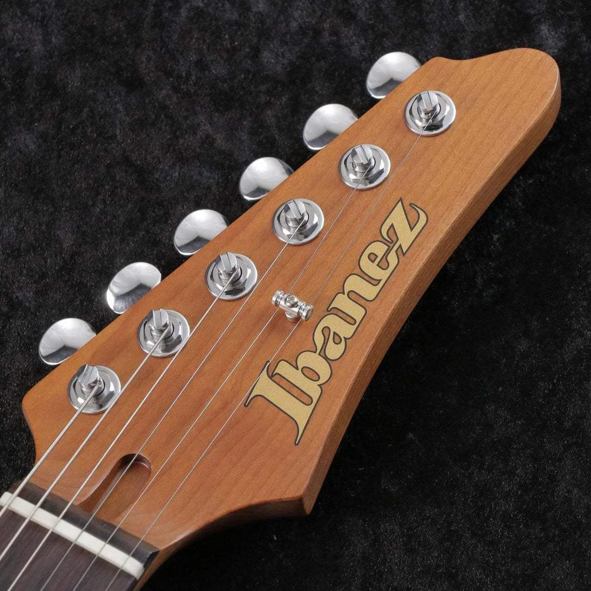 Ibanez AZ2204N-VGF · Ivy Green Metallic Flat · Actual instrument: headstock front
