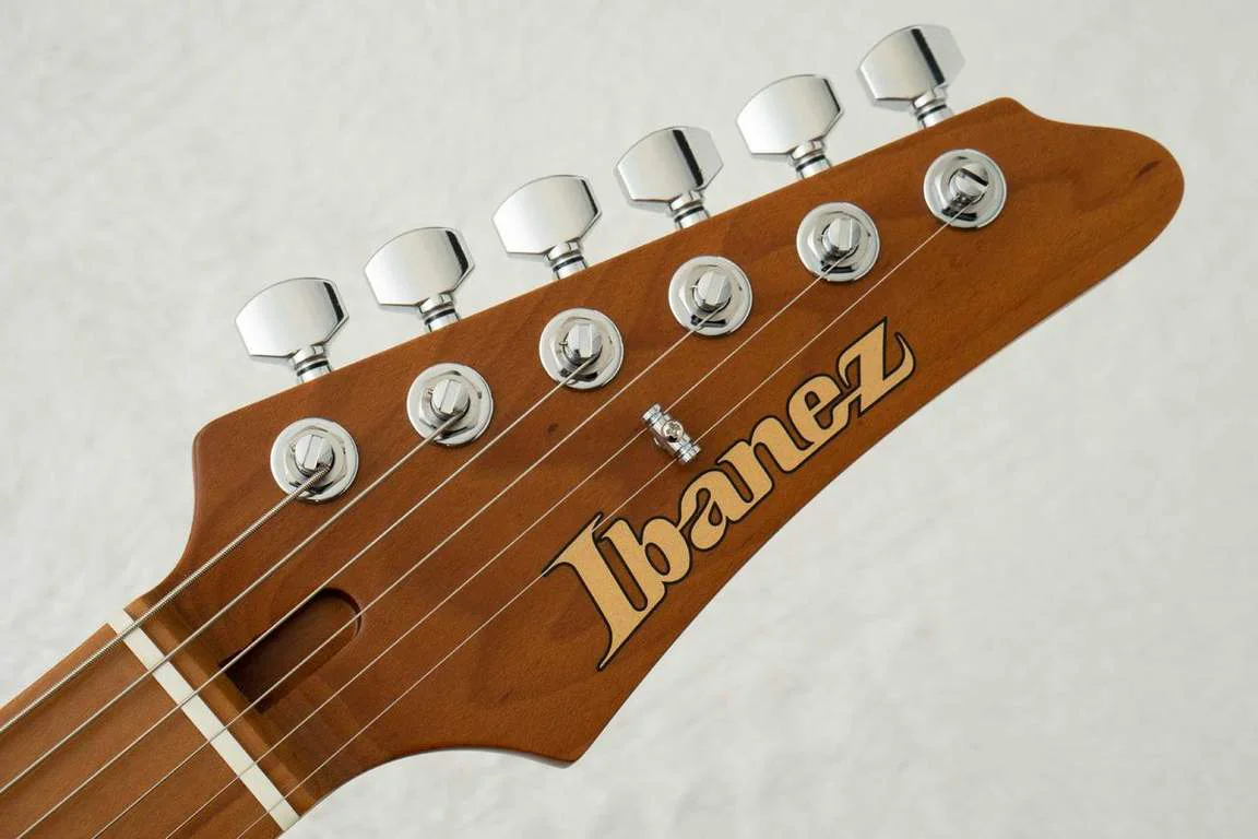 Ibanez AZ2204-ICM · Ice Blue Metallic · Actual instrument: headstock front