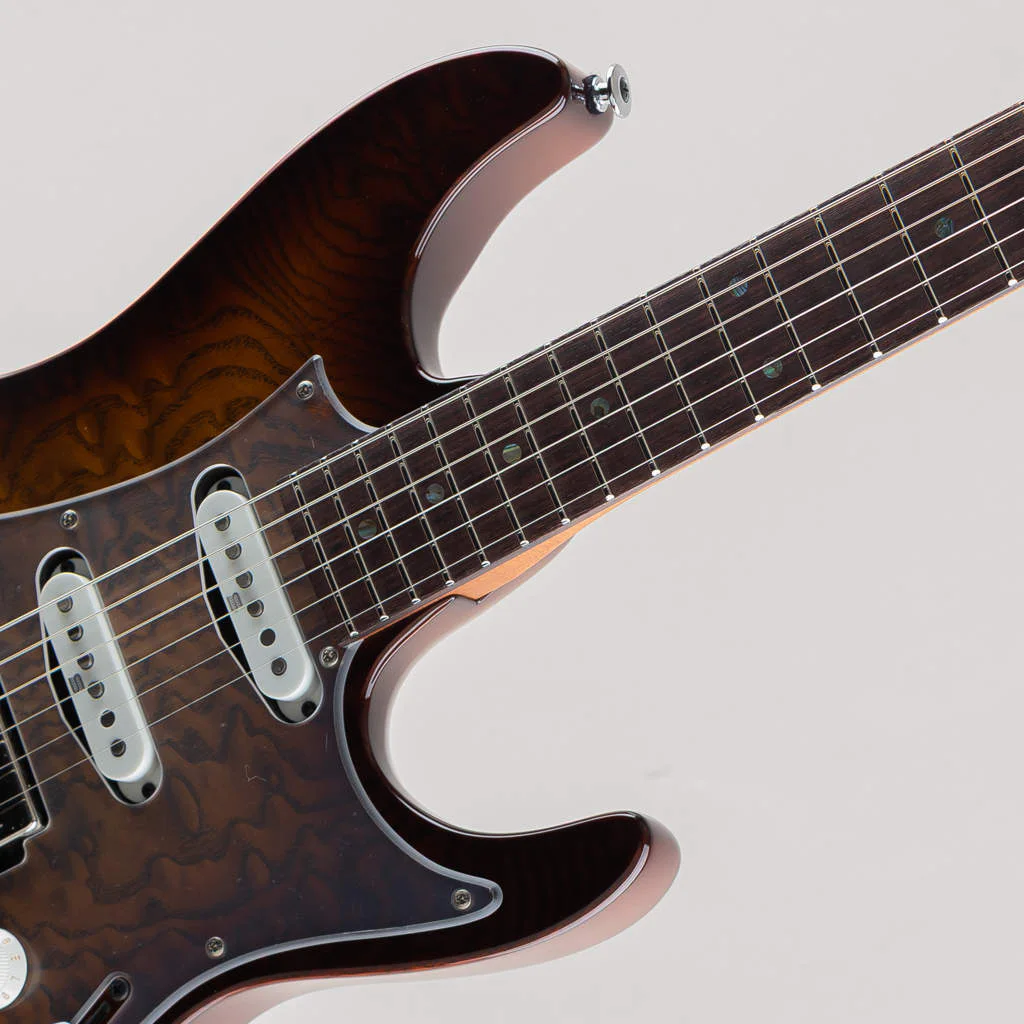 Ibanez AZ2204NJA-TS · Tobacco Sunburst · Actual instrument: angled body view