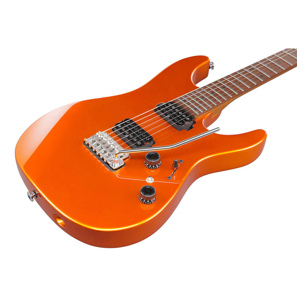 Ibanez AZ2402-ROM · Roadster Orange Metallic · Manufacturer model reference: angled body view
