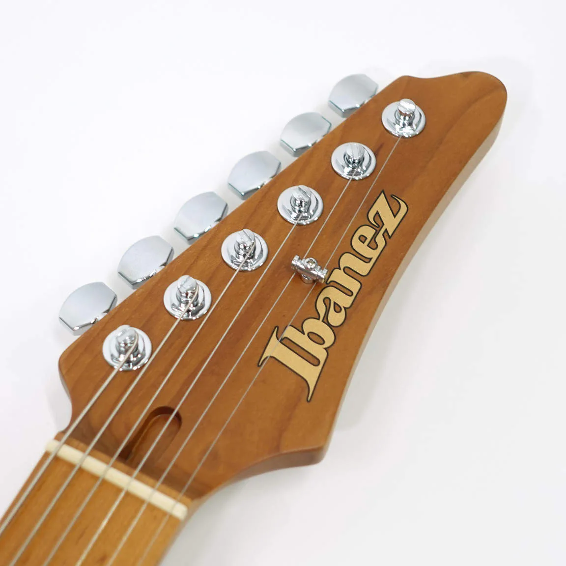 Ibanez AZ2402-PWF · Pearl White Flat · Actual instrument: headstock front
