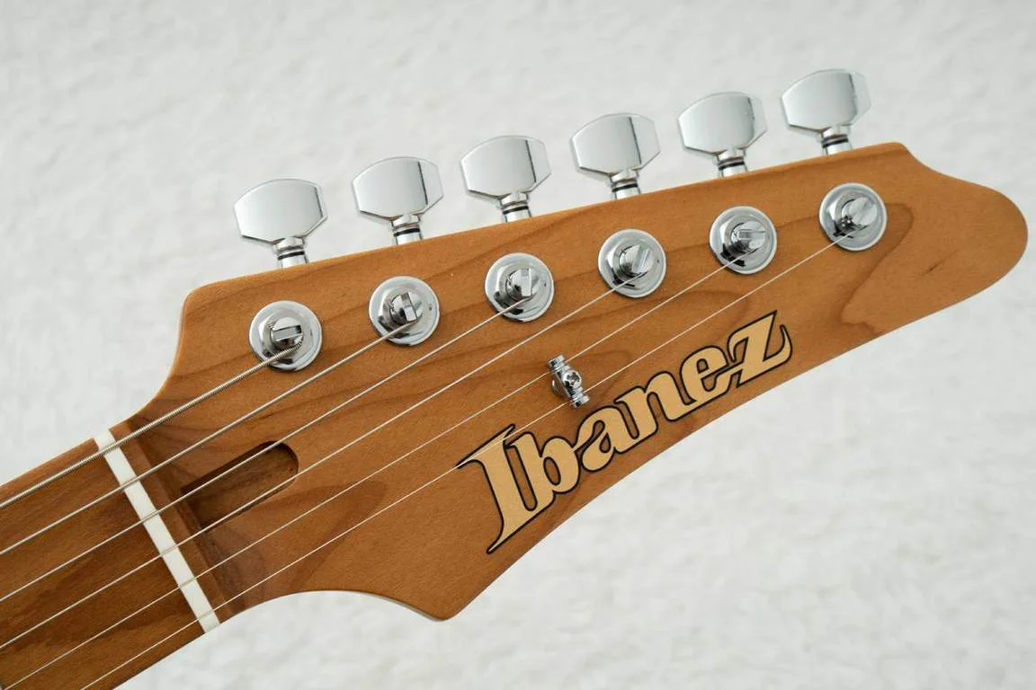 Ibanez AZ2402-ICM · Ice Blue Metallic · Actual instrument: headstock front