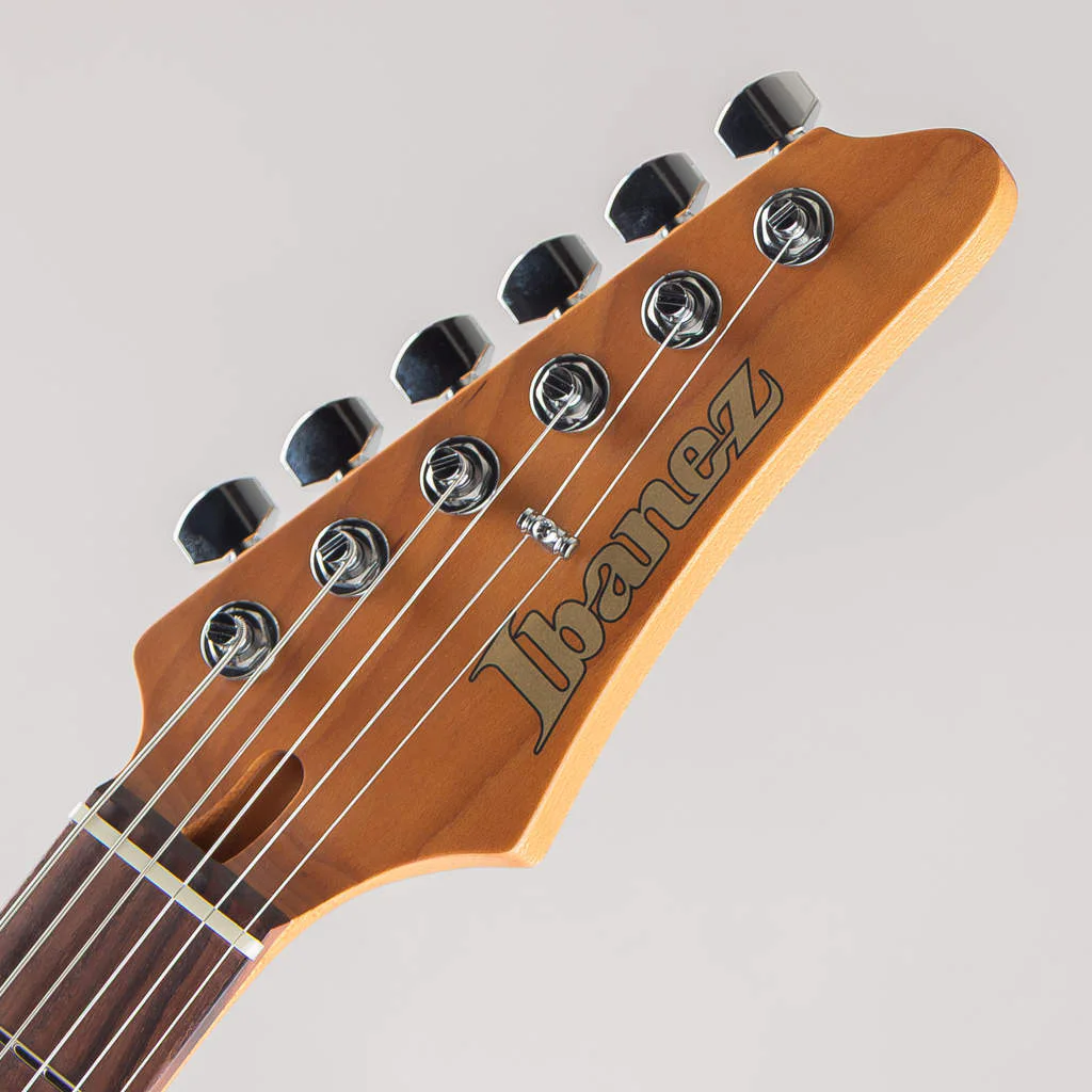Ibanez AZ2402AR-CGB · Coarse Grain Black Flat · Actual instrument: headstock front