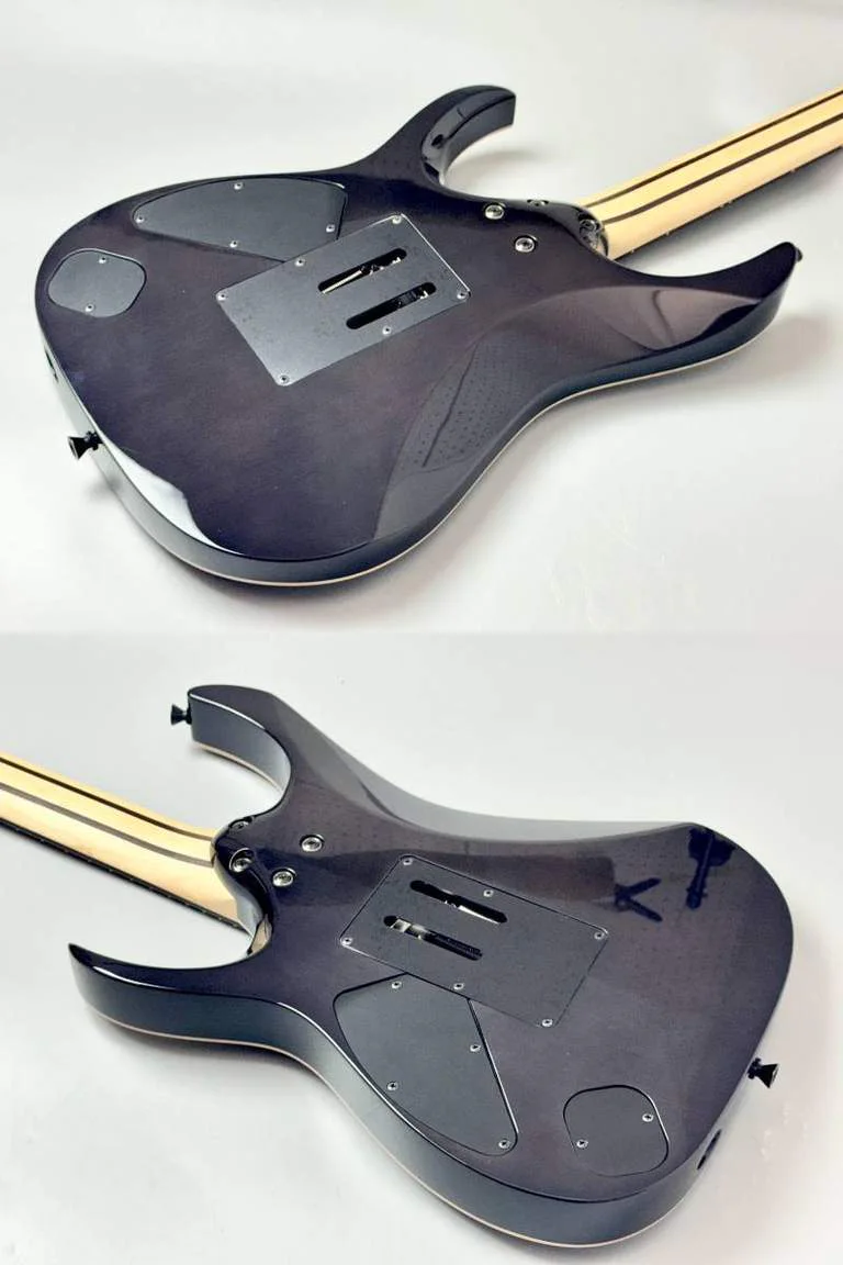Ibanez RG8870-BRE · Black Rutile · Actual instrument: body back angle collage
