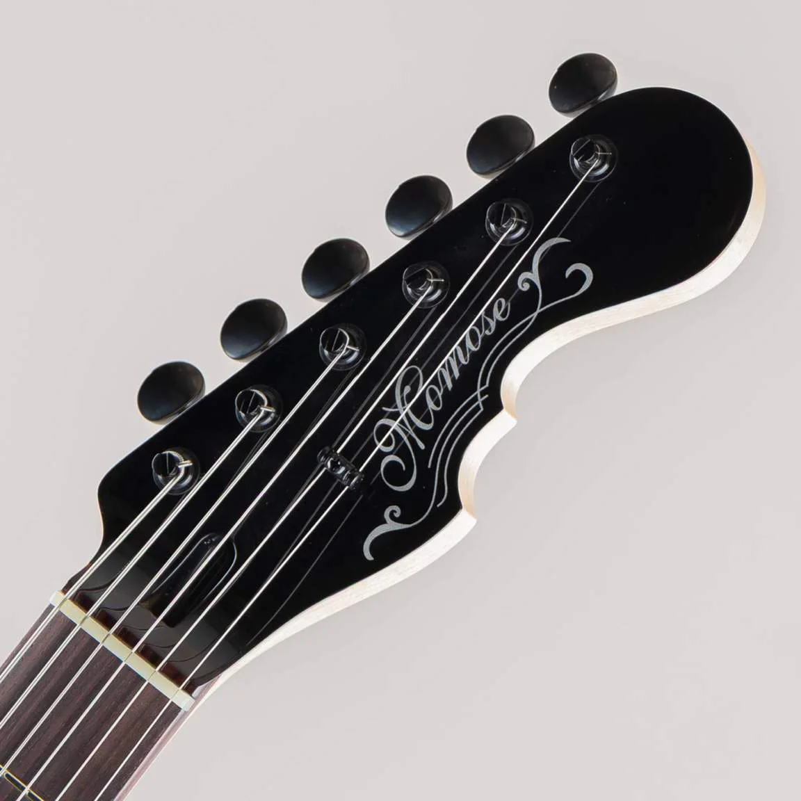 Momose MC1-CTM/BEB/R · Buckeye Burl Resin · Actual headstock front