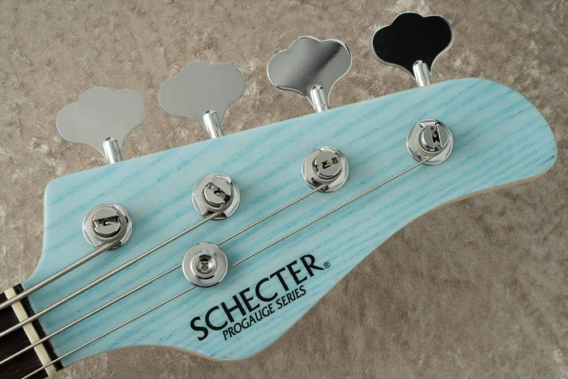 Schecter CB-1-AS · See-Through Sonic Blue · 实物琴头正面