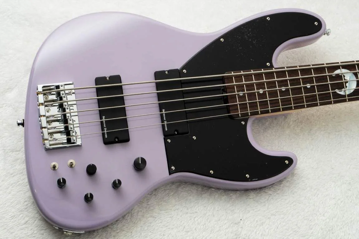 Schecter AC-EXB-5-AveMujica/Timoris/SIG · See-Through Lilac · Actual instrument, body front