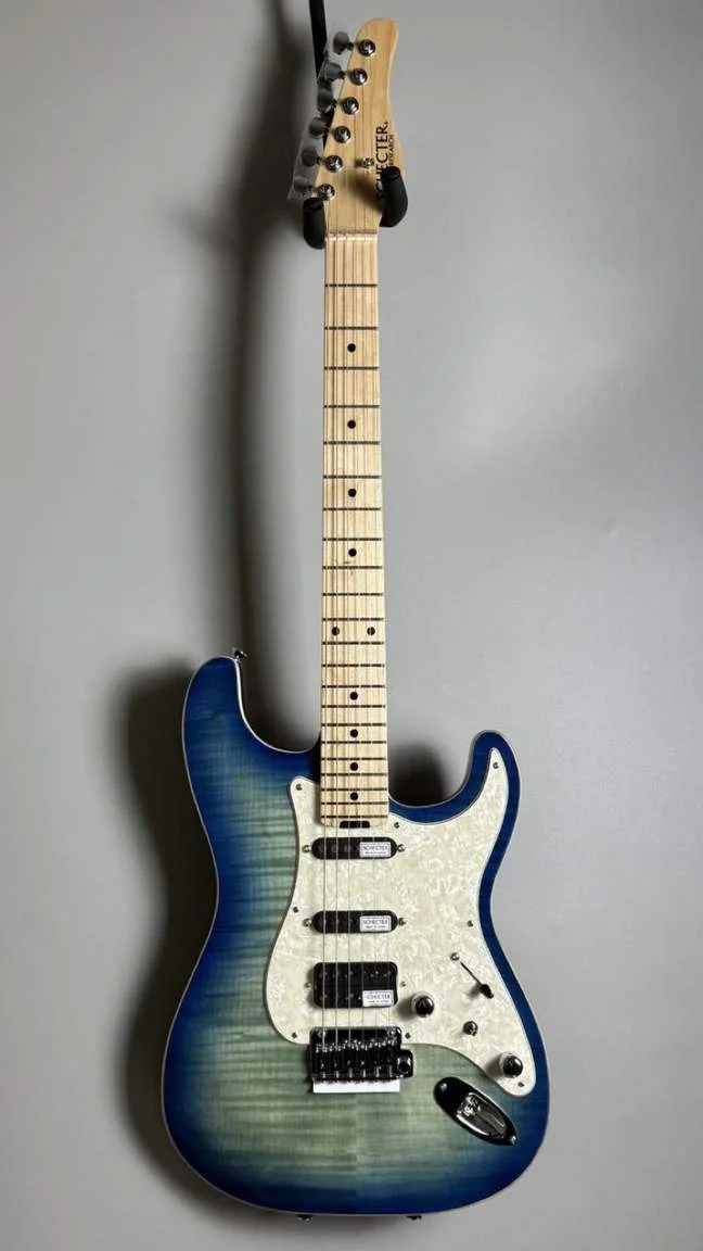 Schecter GS-1-AL-VTR-S-W/M · Cool Blue Burst