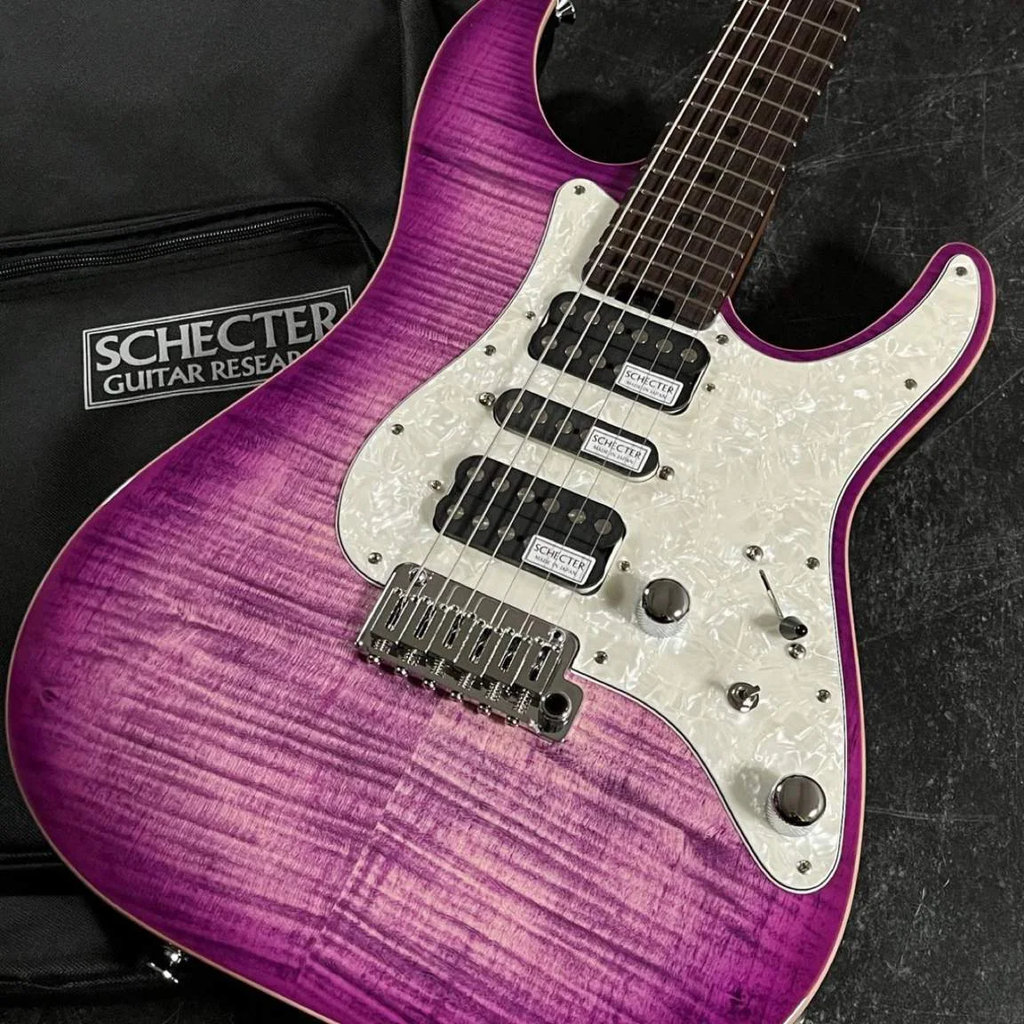 Schecter SD-2-24-AL-VTR-W PRSB/RM/R · Purple-Red Sunburst · Actual instrument, body front