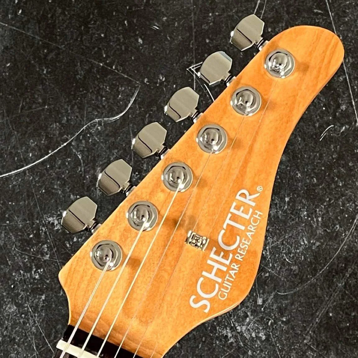 Schecter SD-2-24-AL-VTR-W PRSB/RM/R · Purple-Red Sunburst · Actual instrument, headstock front