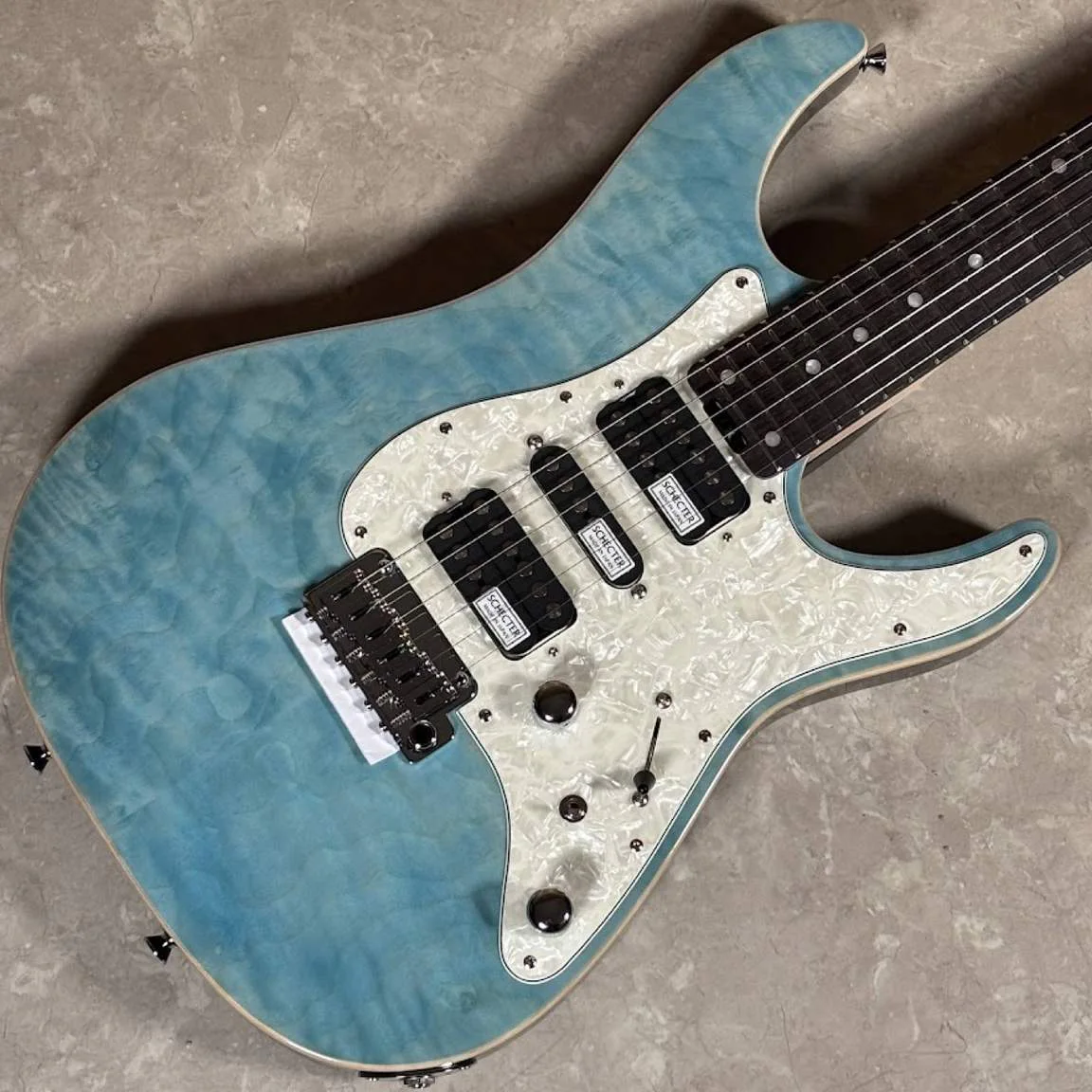Schecter SD-2-24-AL-VTR/R · See-Through Blue · Actual instrument, body front