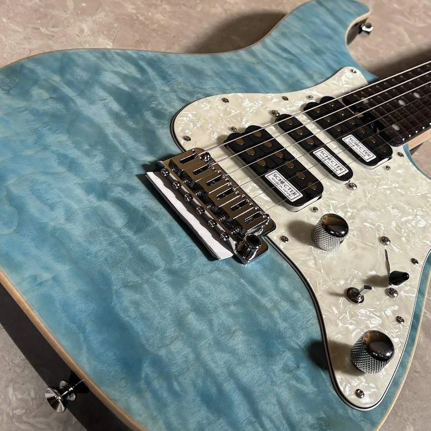 Schecter SD-2-24-AL-VTR/R · See-Through Blue · Actual instrument detail 1