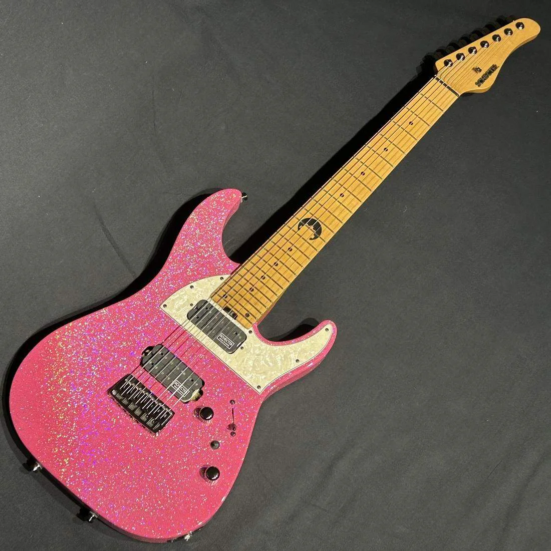 Schecter AC-EX-7-AveMujica/Mortis/SIG · Pink Glitter · Actual instrument detail 1
