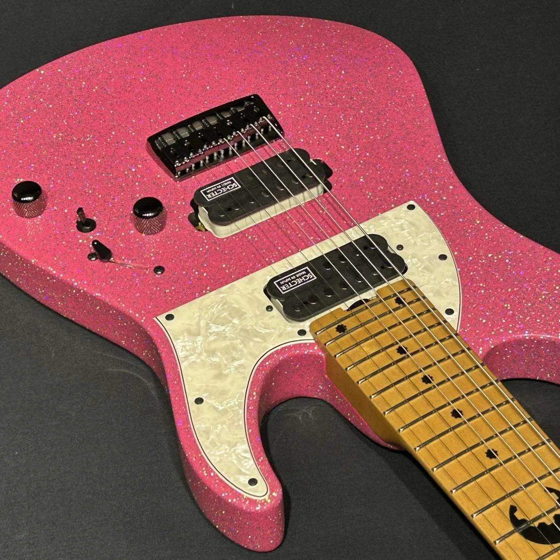 Schecter AC-EX-7-AveMujica/Mortis/SIG · Pink Glitter · Actual instrument detail 3