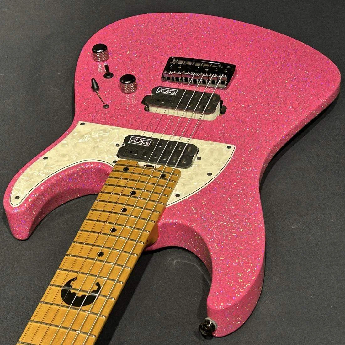 Schecter AC-EX-7-AveMujica/Mortis/SIG · Pink Glitter · Actual instrument detail 4