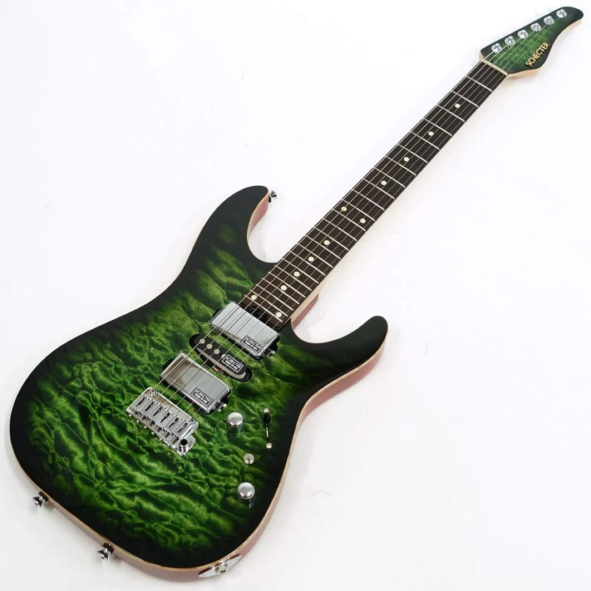 Schecter EX-5B-24-CTM-VTR · Emerald Green Burst