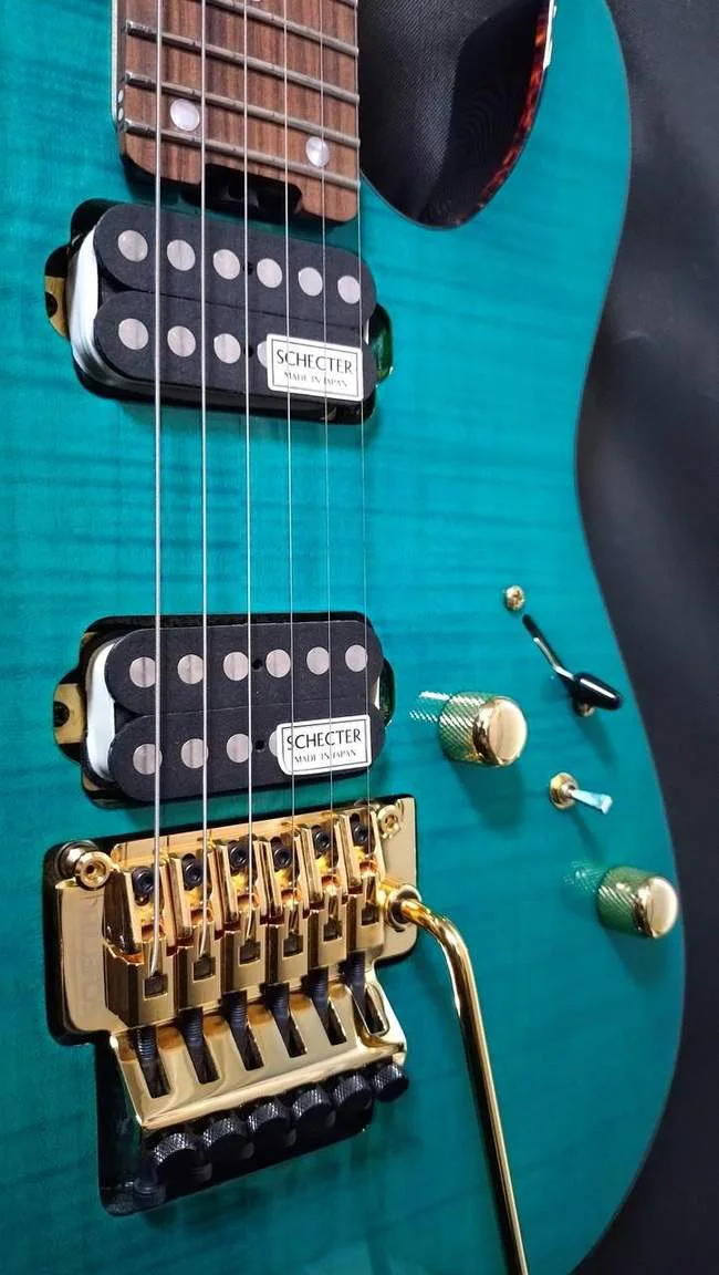 Schecter NV-4-24-AL-FM/OGR/R · See-Through Orange · Actual instrument detail 2