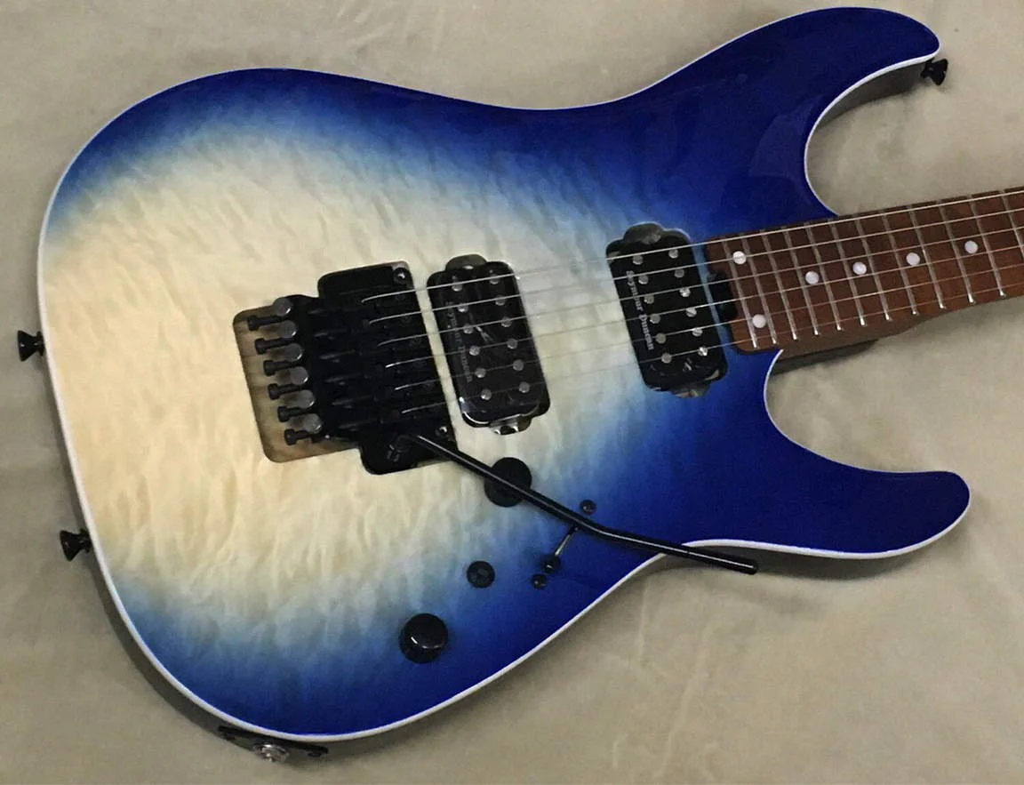Schecter NV-2H-KO-CB/PS/RN · Yellow Blue Burst · Actual instrument detail