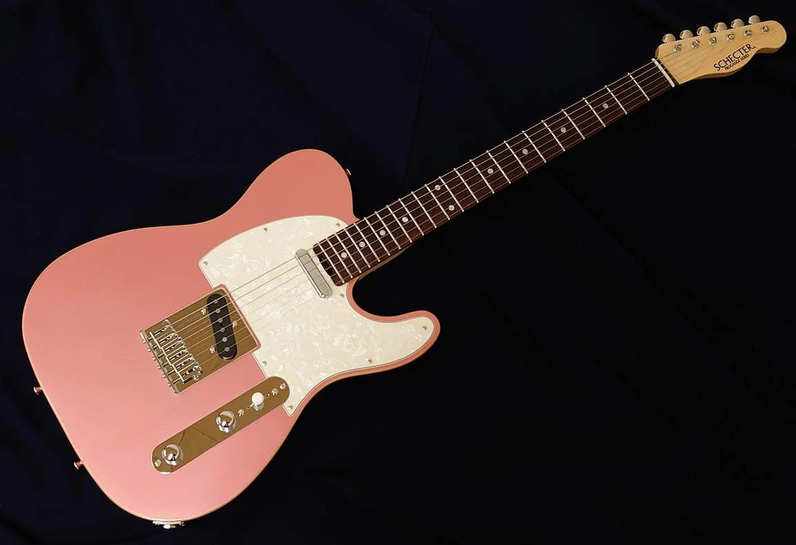 Schecter PS-PT-N/RPM/R · Rose Pink Metallic · Actual instrument, full front