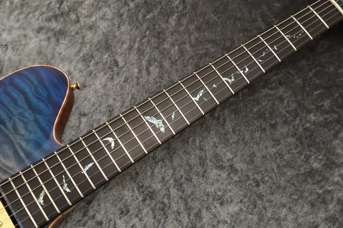 Sugi Custom Order DS496E 6A Quilt Maple/HM/F-Maho · Dark See Through Blue · Instrument photo 9