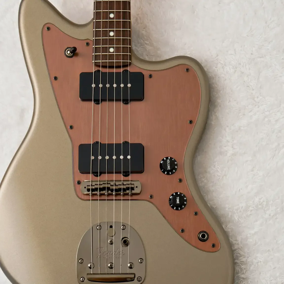 Fender 2026 Made in Japan Hybrid II Jazzmaster · Matte Champagne Mirage · Actual body and surface