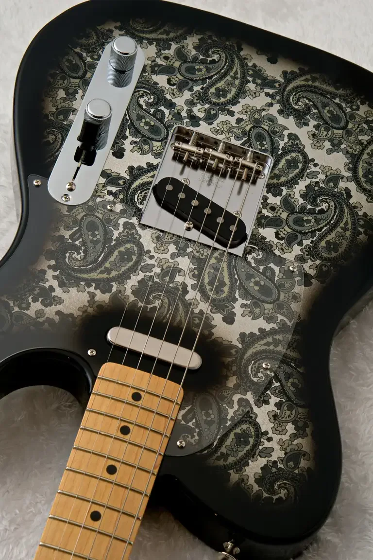 Fender Made in Japan Limited Telecaster · Black Paisley · Actual instrument detail