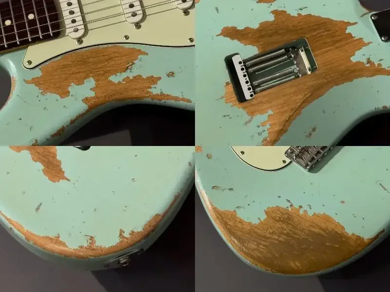 Sugi Stargazer SSS Alder/Vintage Rosewood FB · Surf Green Heavy Aged · Instrument photo 11
